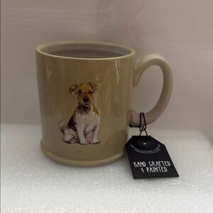 Handcrafted Tan Mug with Dog Design
